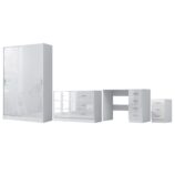REFLECT Gloss 4pc Set - 2 Door Sliding Wardrobe + Wide Chest + Bedside + Desk.