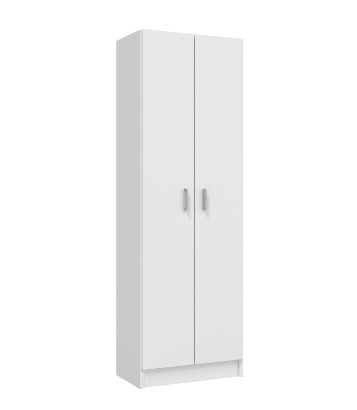 Vita White 2 Door Shoe & Boot Cupboard - Modular Kitchen Utility Room Cleaning Cabinet - H: 180cm x W: 59cm x D: 37cm.