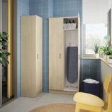 VITA Oak Utility Storage Cupboard - 1 Door Cabinet with 3 Shelves - Modular Storage for Kitchen or Utility Room.