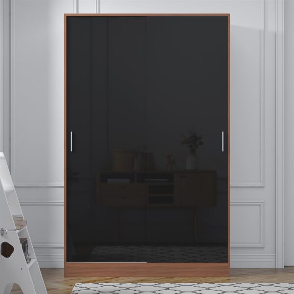 REFLECT High Gloss Bedroom Furniture Wardrobe Chest Bedside Desk - Black/Walnut - Image 72