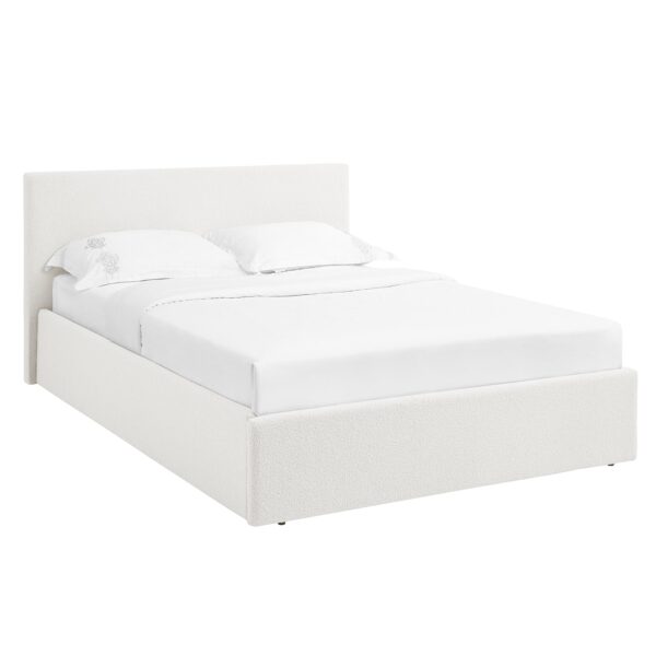 TEDDY Boucle Gas Lift Ottoman Storage Bed in White with 4 Size + Mattress Option - Image 24
