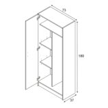 BALTIC Tall White Bathroom Storage Cabinet with 2 Doors- Slim Reversible Design.
