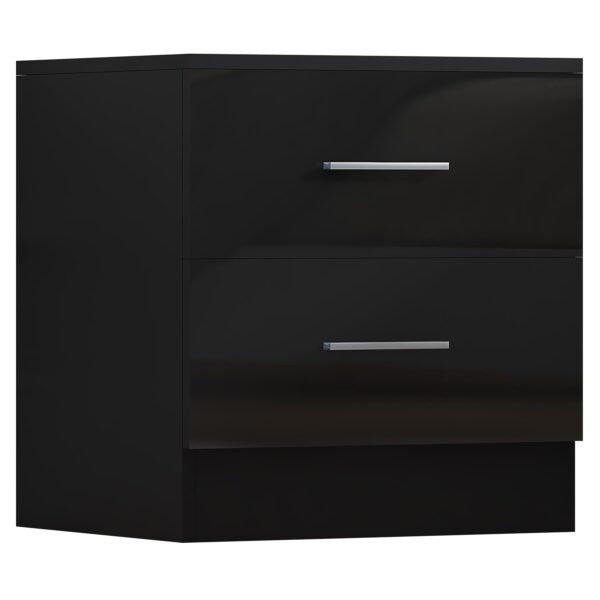 Reflect 1 Door Plain Wardrobe, 5 Drawer Chest, 2x 2 Drawer Bedsides - Black Gloss & Black Oak - Modern Bedroom Furniture Set - Image 9