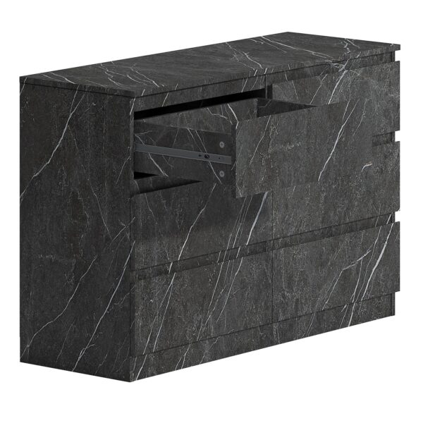 ZITA Grey Marble Effect 6 Drawer Chest - Wide Storage Unit, (L) 40cm x (W) 112cm x (H) 75cm, Stylish Bedroom Storage - Image 8