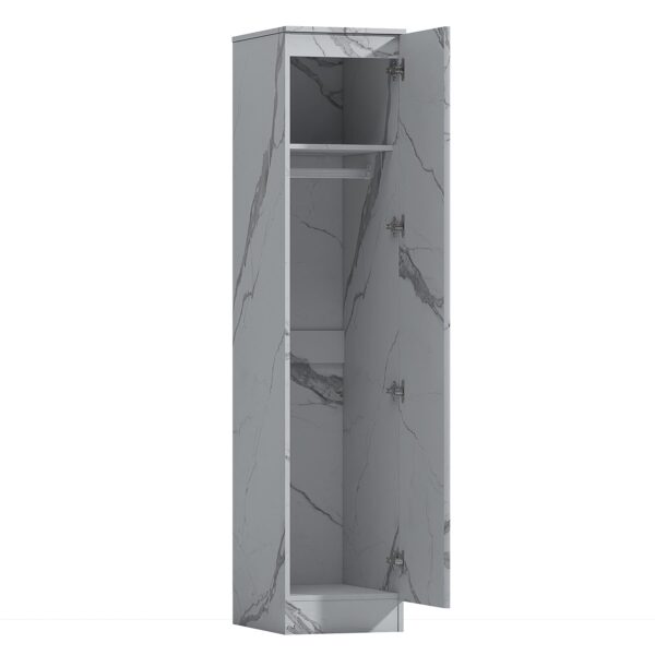 ZITA Compact 1-Door Wardrobe in White Marble Effect - Bedroom Storage, (L) 50cm x (W) 37.5cm x (H) 180cm, Stylish and Space-Saving - Image 7