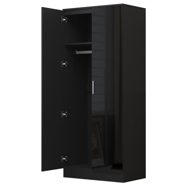 REFLECT High Gloss Bedroom Furniture Wardrobe Chest Bedside Desk Option in Black - Image 110