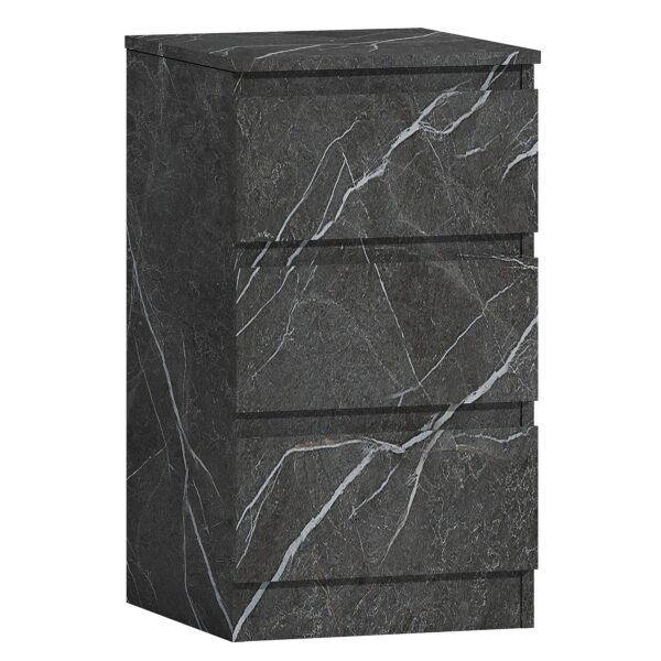 ZITA Bedroom Furniture Tall 3 Drawer Bedside in White OR Grey Marble Colour - Image 5