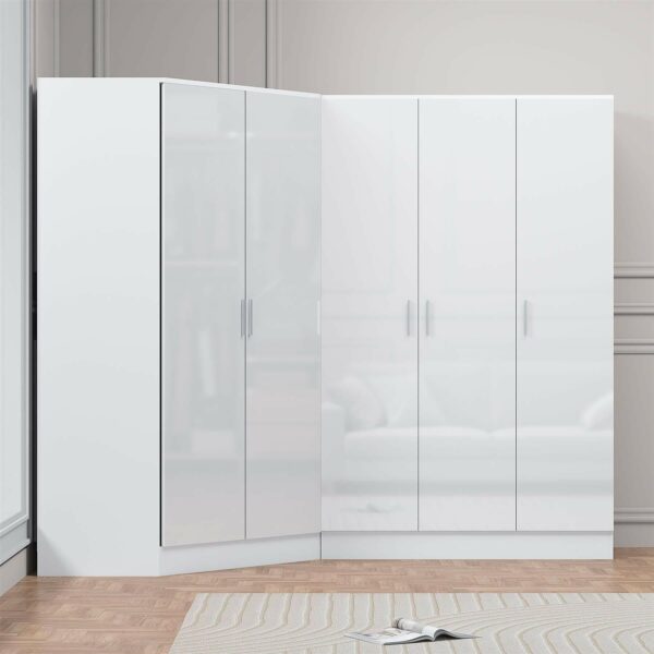 REFLECT Gloss 5 Door Corner Wardrobe Bundle Inc Corner + 3 Door Wardrobe Set - Image 35