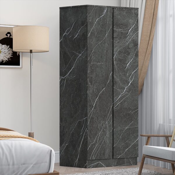 ZITA Bedroom Furniture Wardrobe Chest Bedside in White OR Grey Marble Colour - Image 45