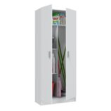 BALTIC Tall White Bathroom Storage Cabinet with 2 Doors- Slim Reversible Design.
