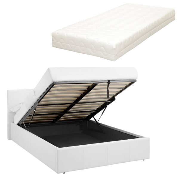 LUNA Faux Leather Ottoman Storage Bed Available Colour Size & Mattress Options - Image 130