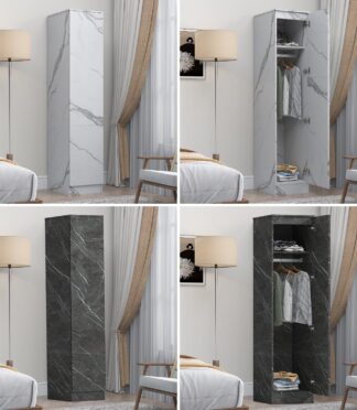 ZITA Bedroom Furniture 1 Door Wardrobe in Grey OR White Marble Effect Colours