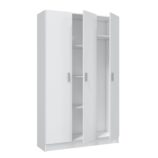 VITA White 3 Door Broom Cupboard - Modular Kitchen & Utility Room Cleaning Storage Cabinet - H: 180cm x W: 109cm x D: 37cm.