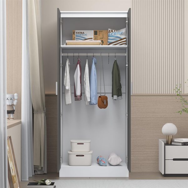 REFLECT High Gloss Bedroom Furniture Wardrobe Chest Bedside Desk in Grey/White - Image 99