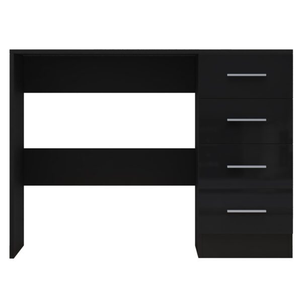 Reflect 4 Drawer Desk - Black Gloss & Black Oak - Modern Bedroom Storage for Vanity, Work or Study - H: 72cm x W: 99cm x D: 39.5cm - Image 4