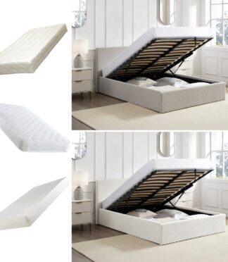 TEDDY 4FT Small Double Boucle Ottoman Storage Bed - 2 Colour + Mattress Option