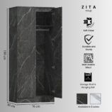 ZITA Grey Marble Effect 2 Piece Wardrobe Bundle - 2 x 2-Door Wardrobes, (L) 50cm x (W) 76cm x (H) 180cm.