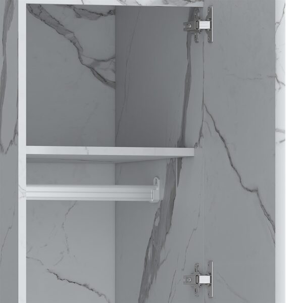 ZITA Compact 1-Door Wardrobe in White Marble Effect - Bedroom Storage, (L) 50cm x (W) 37.5cm x (H) 180cm, Stylish and Space-Saving - Image 8