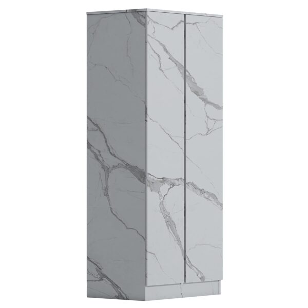 ZITA White Marble Effect 2 Piece Wardrobe Bundle - 2 x 2-Door Wardrobes, (L) 50cm x (W) 76cm x (H) 180cm.