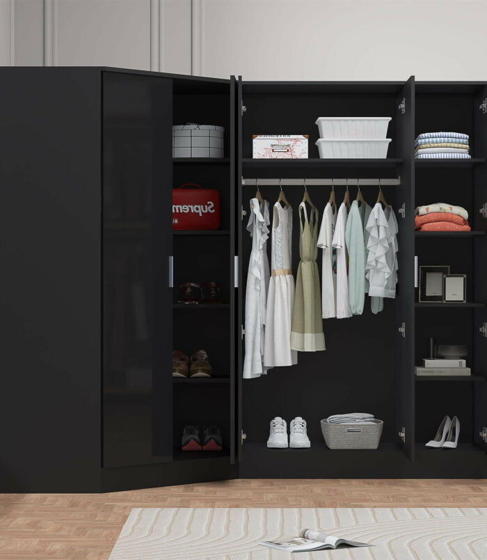 2 door corner and 2 door wardrobe black
