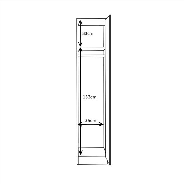 Reflect 1 Door High Gloss Wardrobe - Black, Durable Melamine Finish - Modern Bedroom Storage - Single Door Wardrobe - Image 10