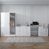 REFLECT Gloss 4pc Set - 2 Door Sliding Wardrobe + Wide Chest + Bedside + Desk.
