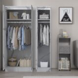 ZITA White Marble Effect 2 Piece Wardrobe Set - 2 Door and 1 Door, Spacious Bedroom Storage Solutions.