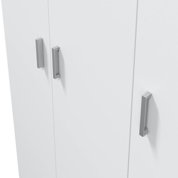 VITA White 3 Door Broom Cupboard - Modular Kitchen & Utility Room Cleaning Storage Cabinet - H: 180cm x W: 109cm x D: 37cm.
