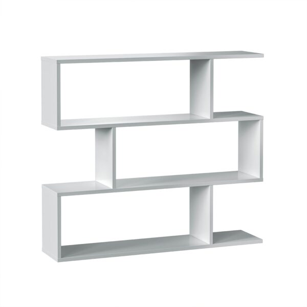 3 Tier Open Low Wide Storage Unit with Compartments, Freestanding Display Bookshelf for Living Room, Kids Playroom & Study - White.