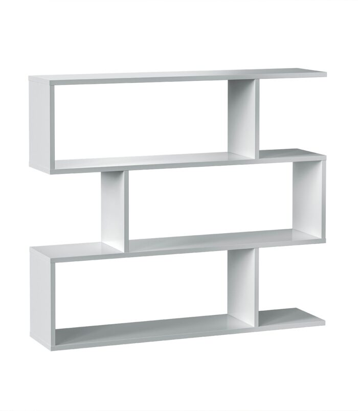 3 Tier Open Low Wide Storage Unit with Compartments, Freestanding Display Bookshelf for Living Room, Kids Playroom & Study - White.
