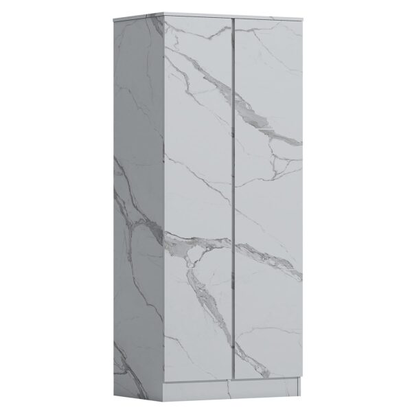 ZITA Bedroom Furniture Range Wardrobe Chest Bedside in White Marble Effect - Image 4