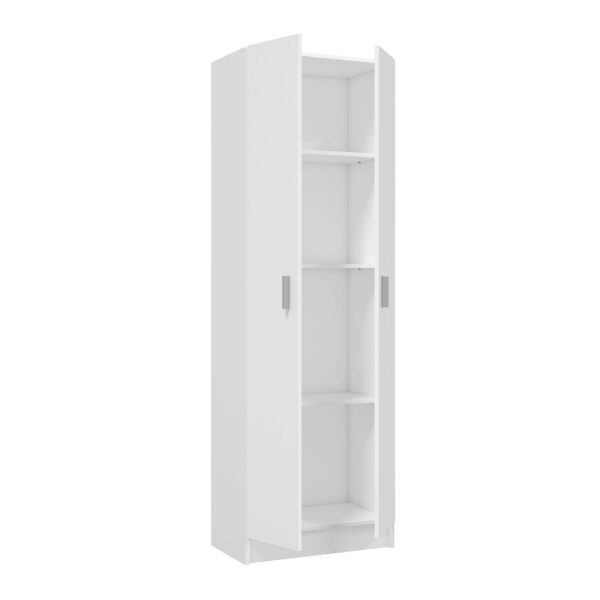 Vita White 2 Door 4 Shelf Kitchen Utility Room Cabinet - Modular Cleaning Storage - H: 180cm x W: 59cm x D: 37cm.