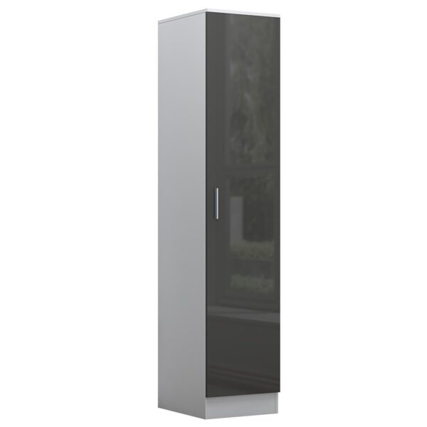 Reflect 1 Door High Gloss Wardrobe - Grey & White, Durable Melamine Finish - Modern Bedroom Storage - Single Door Wardrobe - Image 4