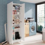 Vita White 2 Door Shoe & Boot Cupboard - Modular Kitchen Utility Room Cleaning Cabinet - H: 180cm x W: 59cm x D: 37cm.