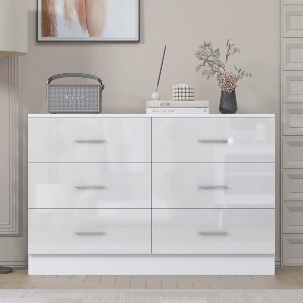REFLECT High Gloss Bedroom Furniture Wardrobe Chest Bedside Desk Option in White - Image 54