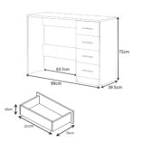 REFLECT Gloss 4pc Set - 2 Door Sliding Wardrobe + Wide Chest + Bedside + Desk.