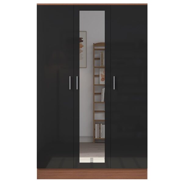 REFLECT High Gloss Bedroom Furniture Wardrobe Chest Bedside Desk - Black/Walnut - Image 94