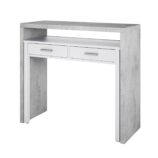 AMBRA Extending Computer Desk with 2 Storage Drawers - Home Office & Console Table for Bedroom, Living Room, Hallway - White/Grey.