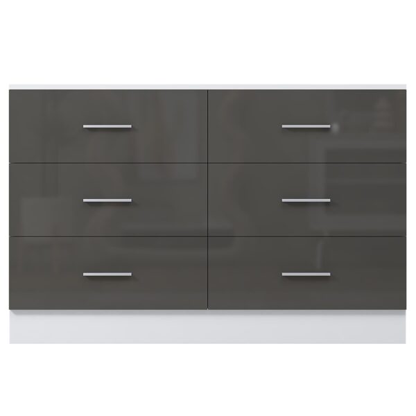 Reflect Wide 6 Drawer Chest - Grey Gloss & Matt White - Modern Bedroom Storage Unit with Drawers - H: 75cm x W: 112cm x D: 40cm - Image 5