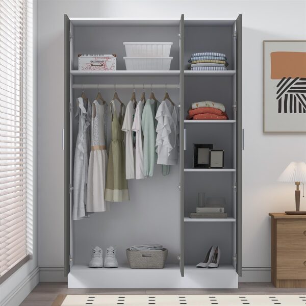 REFLECT High Gloss Bedroom Furniture Wardrobe Chest Bedside Desk in Grey/White - Image 46