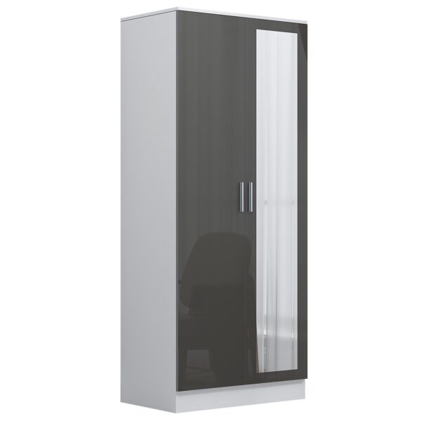 REFLECT High Gloss Bedroom Furniture Wardrobe Chest Bedside Desk in Grey/White - Image 81