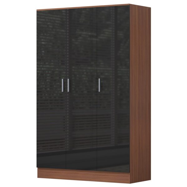 REFLECT High Gloss Bedroom Furniture Wardrobe Chest Bedside Desk - Black/Walnut - Image 47