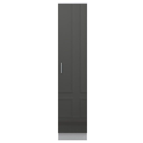 Reflect 1 Door High Gloss Wardrobe - Grey & White, Durable Melamine Finish - Modern Bedroom Storage - Single Door Wardrobe - Image 2