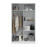 TOP 2 Door Large Modern Sliding Bedroom Wardrobe - White & Grey Finish - H: 200cm x W: 120cm x D: 50cm.