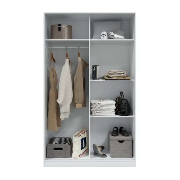TOP 2 Door Large Modern Sliding Bedroom Wardrobe - White & Grey Finish - H: 200cm x W: 120cm x D: 50cm.