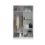 TOP White 2 Door Large Modern Sliding Bedroom Wardrobe - H: 200cm x W: 120cm x D: 50cm.