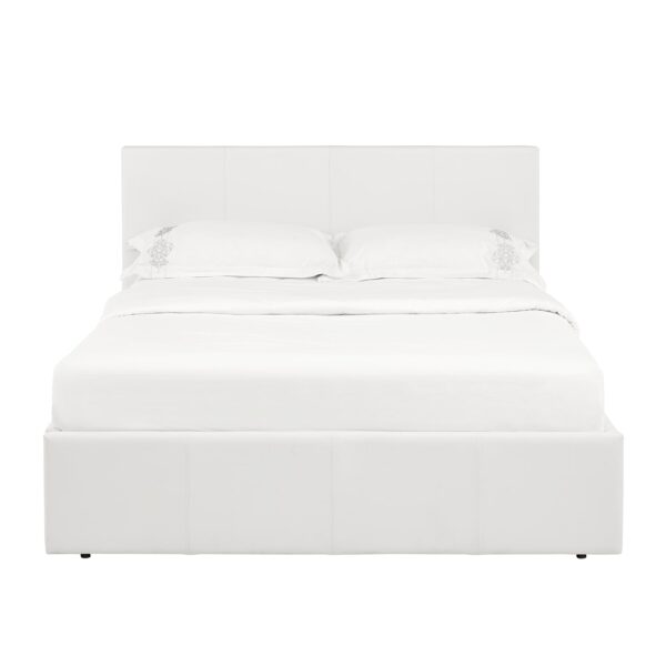 LUNA Faux Leather Ottoman Storage Bedframe in White 4 Size + Mattress Options - Image 6