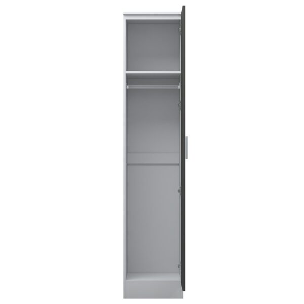 Reflect 1 Door High Gloss Wardrobe - Grey & White, Durable Melamine Finish - Modern Bedroom Storage - Single Door Wardrobe - Image 3
