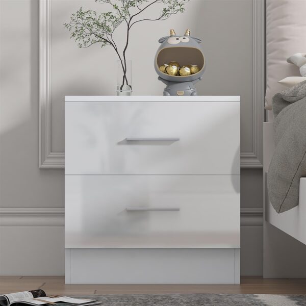 REFLECT Gloss Bedroom Furniture Wide 2 Drawer Bedside - 4 Colour Options - Image 13