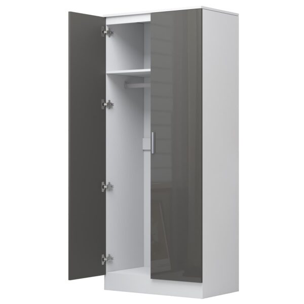 REFLECT High Gloss Bedroom Furniture Wardrobe Chest Bedside Desk in Grey/White - Image 100